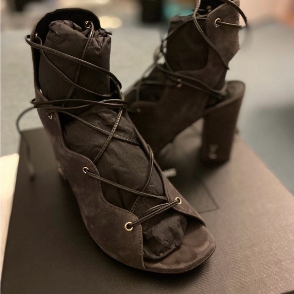 Saint Laurent Baby Suede Heels - Picture 1 of 8